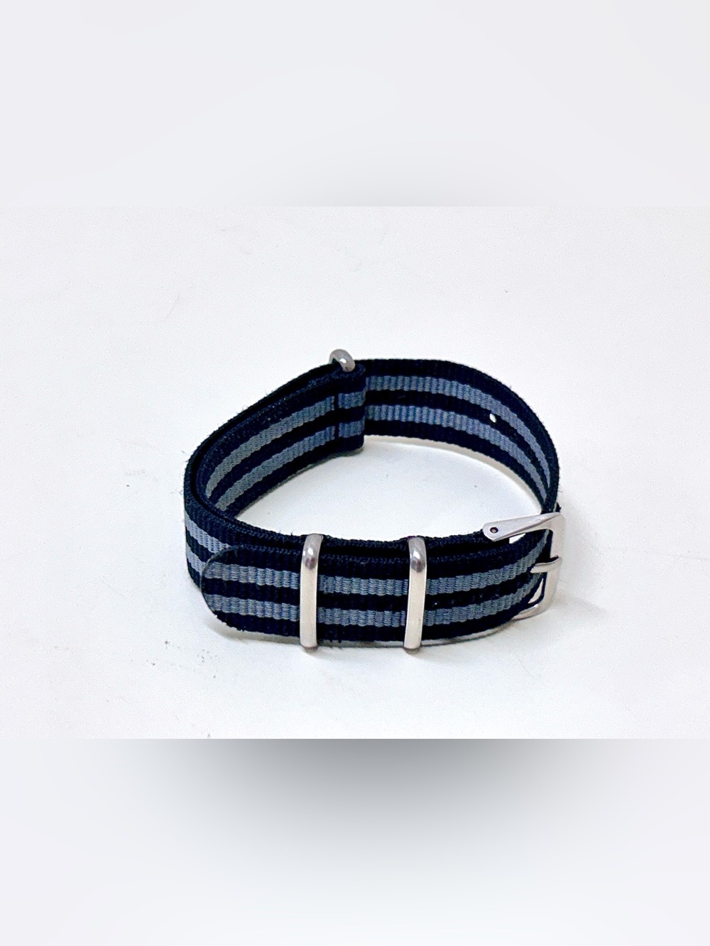 20mm Black Grey Striped Nylon James Bond NATO Watch Strap